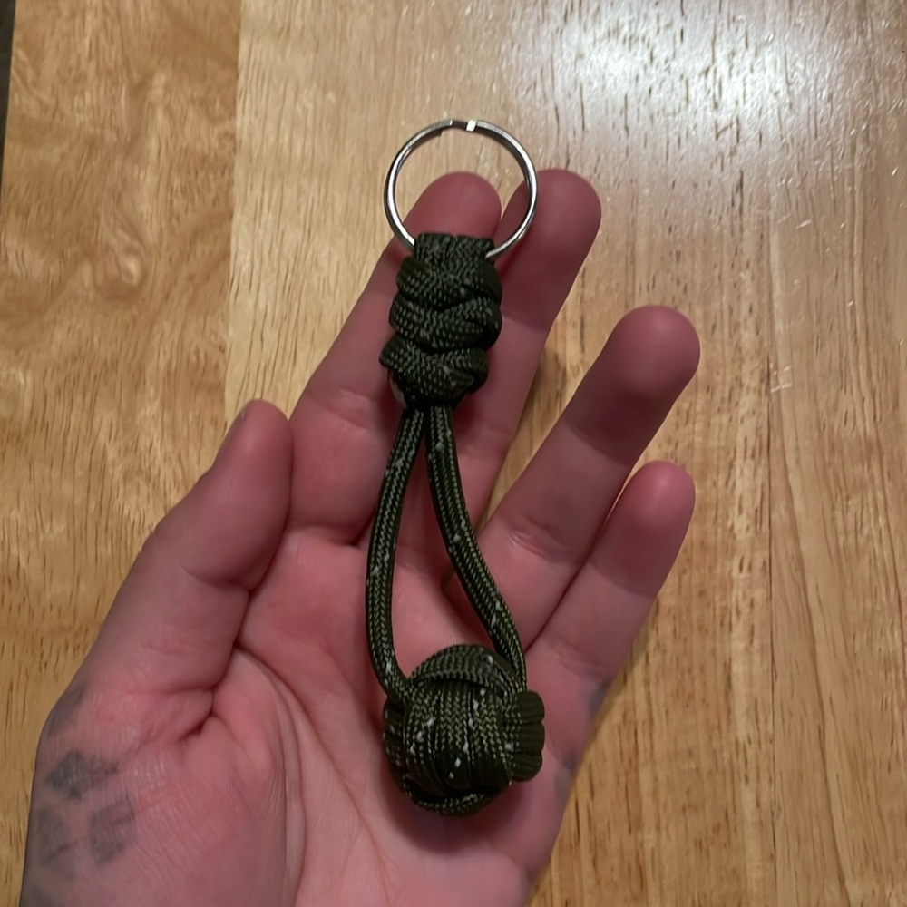 Army Green monkey ball paracord Keychain